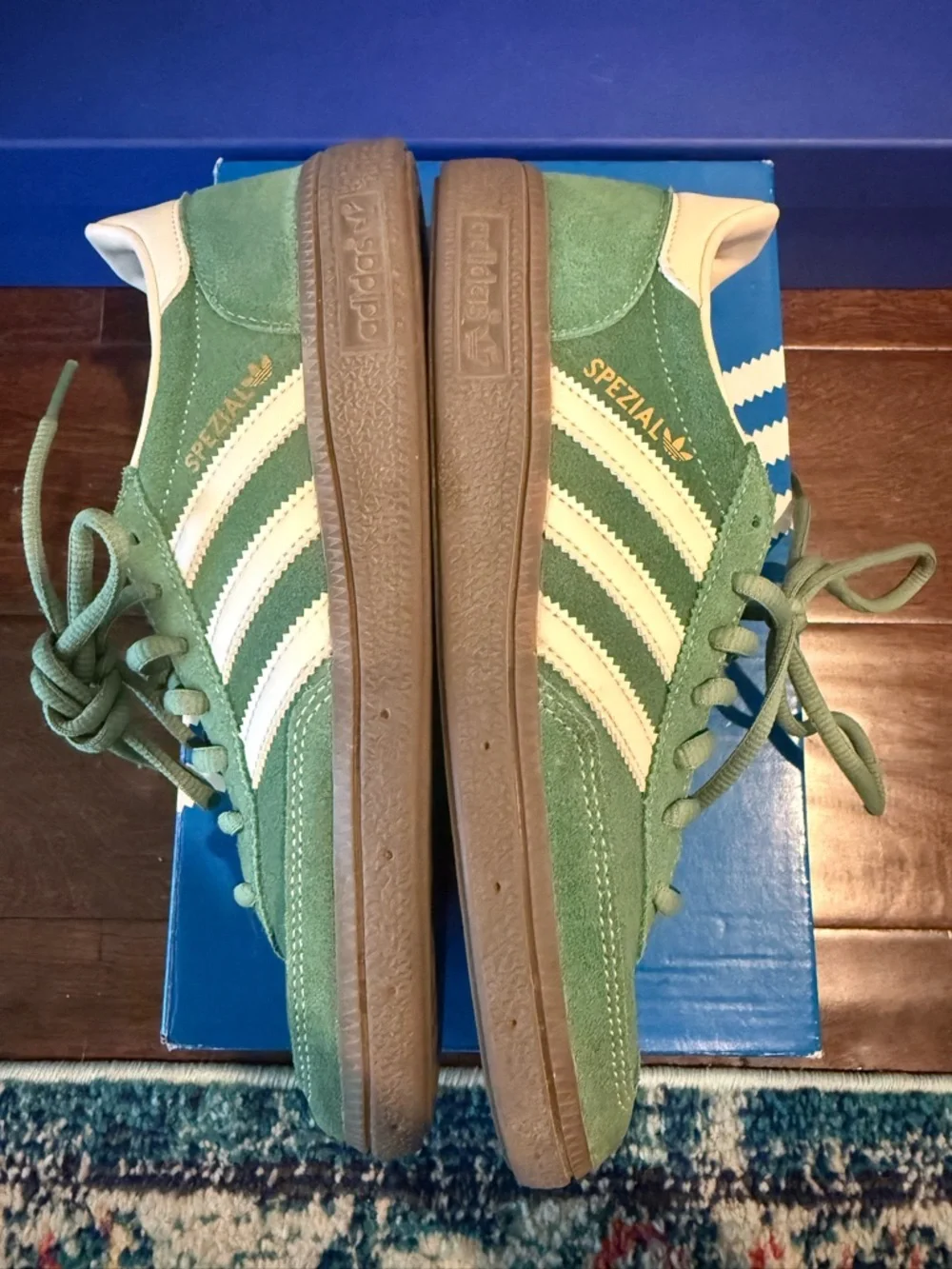 ADIDAS Originals Handball Spezial Shoes GREEN/WHITE M6.5/W7.5 - Picture 7 of 9